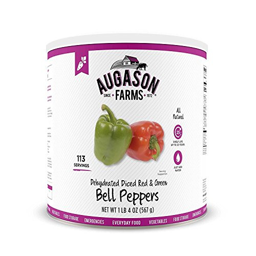 Augason Farms Dehydrated Diced Red & Green Bell Peppers 1 lb 4 oz No. 10 Can