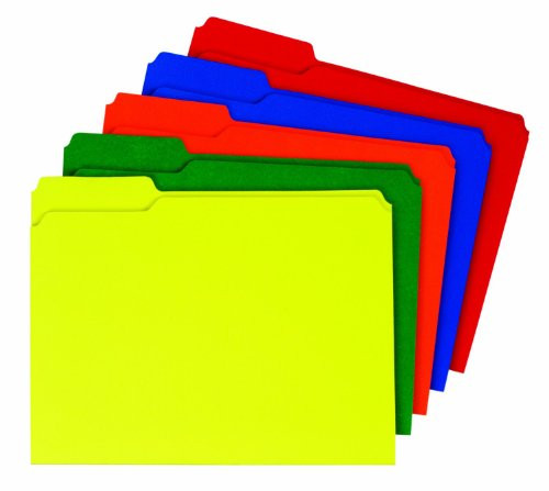 Globe-Weis Colored File Folders, 1/3 Cut, Reinforced Tab, Letter Size, Assorted Colors, 100-Count (11993)