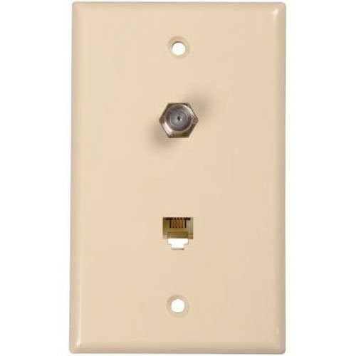 RCA TP062 Modular Phone/Coaxial Wall Plate (Ivory)