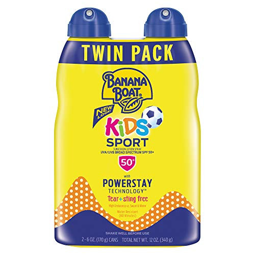 Banana Boat Kids Sport Tear Free, Sting Free, Reef Friendly Sunscreen Spray, Broad Spectrum SPF 50, 6 Ounces - Twin Pack