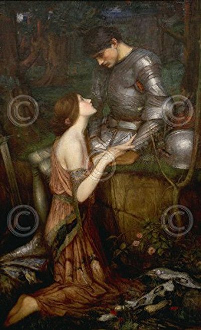 Lamia J.W. Waterhouse Knight Medieval Romance Poster, Overall Size: 13x19, Image Size: 10.5x17.5