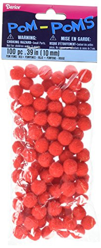 Pom Poms .25" 100/Pkg-Red