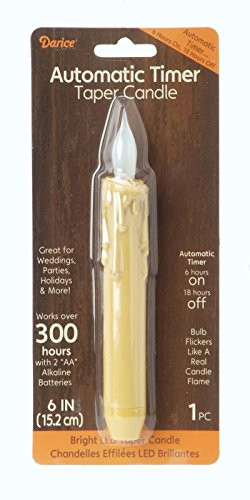 Darice 6205-15 Battery Operated LED Taper Candle - Antique - 1200 Hour Life - 6 inches