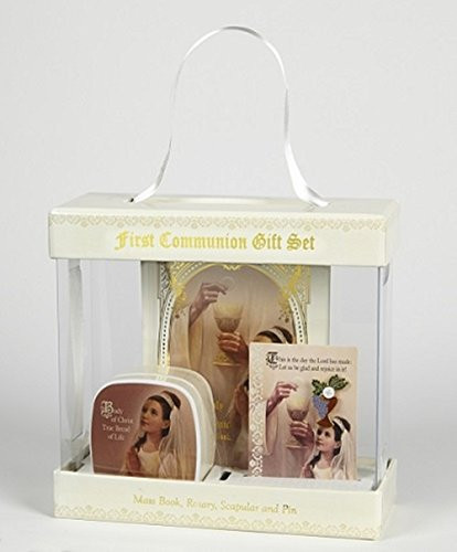 English Girl's First Communion Boxed Gift Set, 4 Piece Set