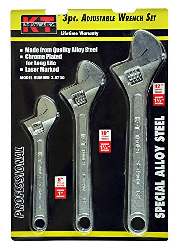 K-T Industries 3-8730 Adjustable Wrench Set, 3-Piece