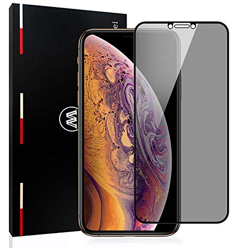 Mowei [LG Privacy Film] Two-Way iPhone Xs Max Privacy Screen Protector, Anti-Spy/Peeping Full Tempered Glass Screen Protector for Apple iPhone Xs Max (Case-Friendly Version)