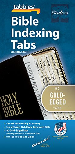 Tabbies Gold-Edged Bible Indexing Tabs, Old & New Testament, 80 Tabs Including 64 Books & 16 Reference Tabs (58331), 7 to 12