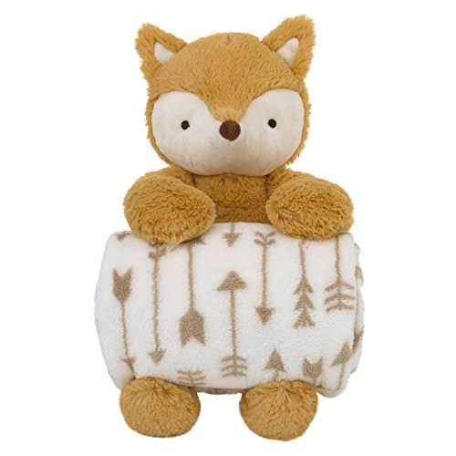 Little Love by NoJo Super Soft Plush and Blanket Fox, Rust, White Gift Set