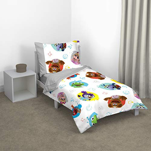 Disney Muppet Babies Friendship 4 Piece Toddler Bed Set, Turquoise/Grey/Yellow/Orange