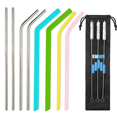 Reusable Straws,Kmmin Stainless Steel Straws Silicone Straws for 30&20 oz Tumblers Fits RTIC&YETI Cups-4 Silicone Straws+4 Metal Straws+3 Brushes-Reusable Straw Extra Long+1 Storage Pouch Reusable Straws,Kmmin Stainless Steel Straws Silicone Straws for 30&20 oz Tumblers Fits RTIC&YETI Cups-4 Silicone Straws+4 Metal Straws+3 Brushes-Reusable Straw Extra Long+1 Storage Pouch