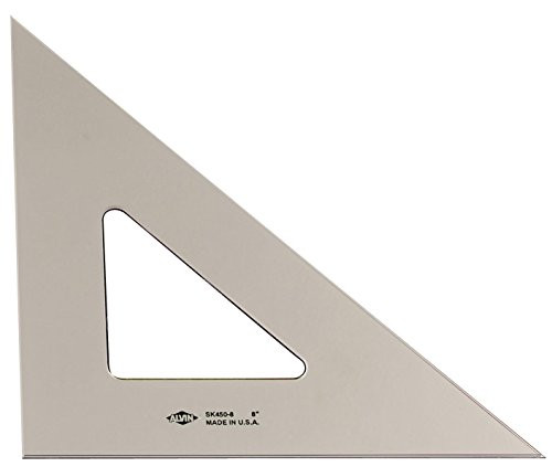 Alvin, SK450-8, 8" Smoke-Tint Triangle Ruler, Math Geometry Tool - 45/90 Degrees
