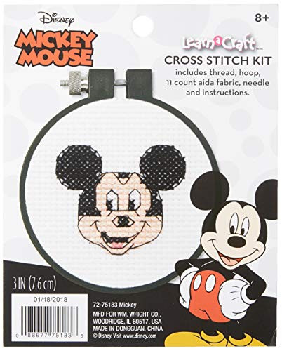 Dimensions Disney Mickey Mouse Counted Cross Stitch Kit for Beginners, 11 Count White Aida, 3''D