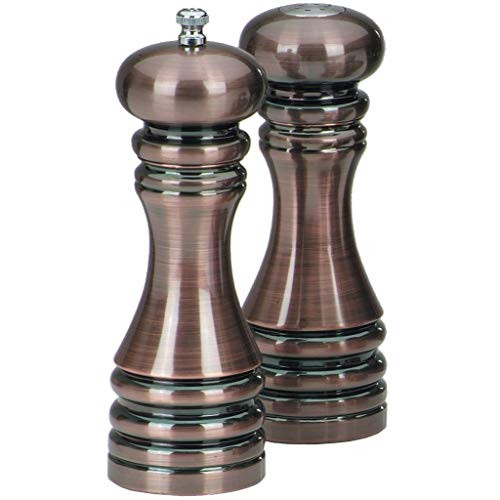 Chef Specialties 7 Inch Burnished Copper Pepper Mill and Salt Shaker Set