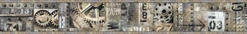 Chesapeake MAN01881B Milton Nuts and Bolts Wallpaper Border, Grey