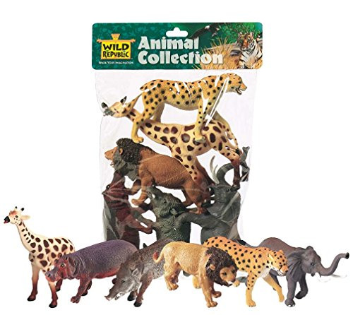Wild Republic African Animals Polybag, Giraffe, Hippo, Lion, Cheetah, Elephant, Warthog, Toy Figures, 6-Piece Wild Republic African Animals Polybag, Giraffe, Hippo, Lion, Cheetah, Elephant, Warthog, Toy Figures, 6-Piece