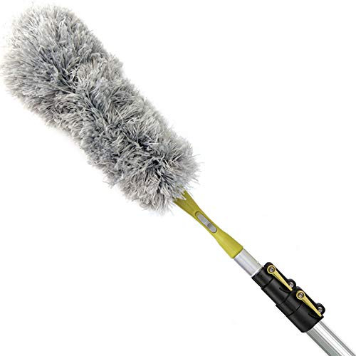 DocaPole 5-12 Foot Extension Pole + Microfiber Feather Duster // High Reach Dusting Kit for Dusting High Ceilings and Surfaces with Telescopic Pole // Telescoping Pole for Dusting