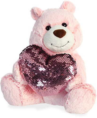 Aurora - Valentine Items - 11" Sparkle Heart Bear Pnk