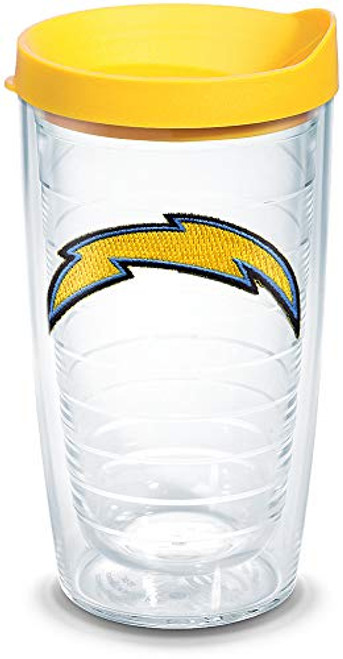Tervis 1039112 NFL Los Angeles Chargers Primary Logo Tumbler with Emblem and Yellow Lid 16oz, Clear Tervis 1039112 NFL Los Angeles Chargers Primary Logo Tumbler with Emblem and Yellow Lid 16oz, Clear