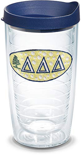 Tervis 1076196 Sorority - Delta Delta Delta Tumbler with Emblem and Navy Lid 16oz, Clear