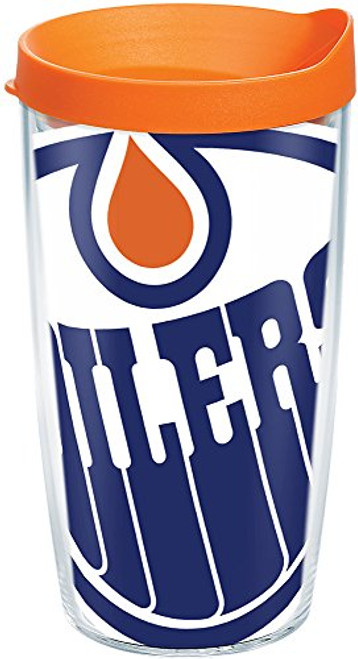 Tervis 1105034 NHL Edmonton Oilers Colossal Tumbler with Wrap and Orange Lid 16oz, Clear Tervis 1105034 NHL Edmonton Oilers Colossal Tumbler with Wrap and Orange Lid 16oz, Clear