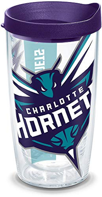 Tervis 1138644 NBA Charlotte Hornets Colossal Tumbler with Wrap and Royal Purple Lid 16oz, Clear Tervis 1138644 NBA Charlotte Hornets Colossal Tumbler with Wrap and Royal Purple Lid 16oz, Clear