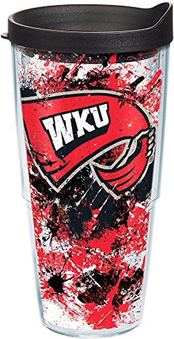 Tervis 1165437 Western Kentucky Hilltoppers Splatter Tumbler with Wrap and Black Lid 24oz, Clear Tervis 1165437 Western Kentucky Hilltoppers Splatter Tumbler with Wrap and Black Lid 24oz, Clear