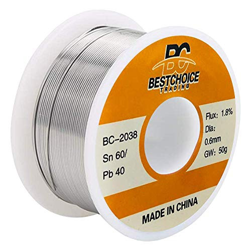 Tin Lead Solder Wire 0.0236" / 0.11 lbs No-Clean 40/60 Soldering Wire Rosin Solder for Electrical Soldering  (0.6mm - 50g)
