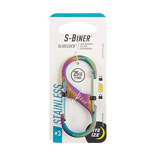 Nite Ize LSB3-07-R3 S-Biner SlideLock Stainless Steel Dual Locking Carabiner, Size #3, Spectrum