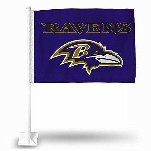 NFL Rico Industries Car Flag including Pole, Baltimore Ravens - Purple,Team Color,16 x 19.5-inches