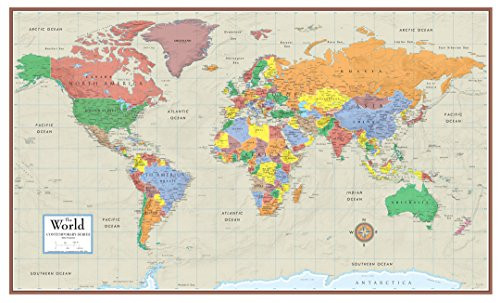 48x78 Huge World Contemporary Elite Wall Map Poster
