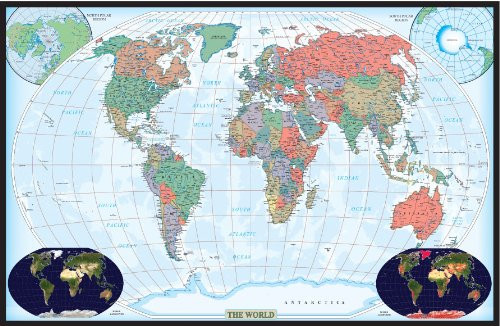 Swiftmaps World Decorator Wall Map Poster (24x36 Paper Rolled)