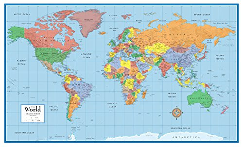 24x36 World Classic Wall Map Poster Paper Folded