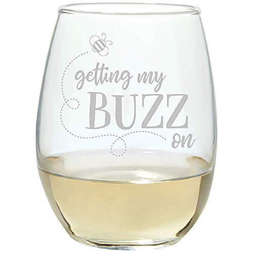 Carson 23677 Buzz on Stemless Wine Glass, 17-ounce, Clear