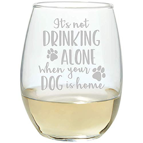 Carson 23679 Dog is Home Stemless Wine Glass, 17-ounce, Clear