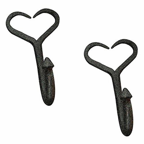 2 Coat Robe Hook Wrought Iron Heart Black 5" H X 3" | Renovator's Supply