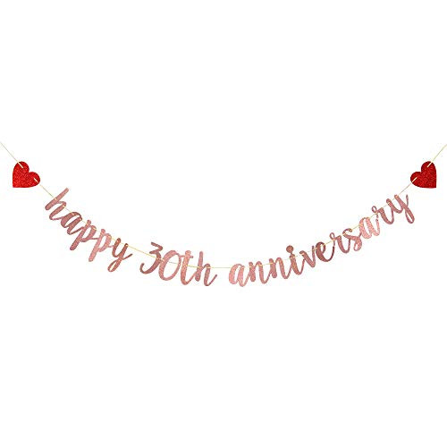 Rose Gold Happy 30th Anniversary Banner - for 30th Wedding Anniversary / 30th Anniversary Party / 30th Birthday Party Decorations Rose Gold Happy 30th Anniversary Banner - for 30th Wedding Anniversary / 30th Anniversary Party / 30th Birthday Party Decorations