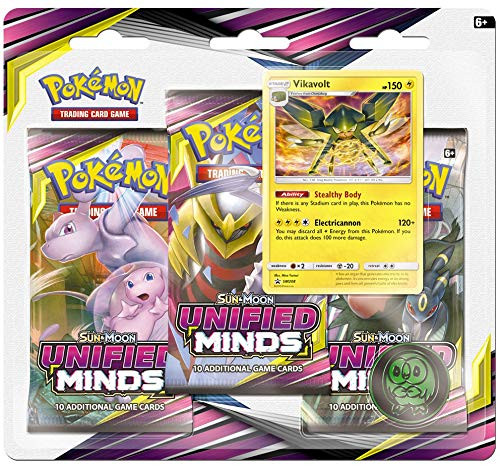 Pokemon TCG: Sun & Moon Unified Minds, Blister Pack Containing 3 Booster Packs and Featuring Promo Card Vikavolt