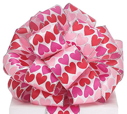 Burton & Burton Valentines Heart Satin Wired Ribbon Childrens Party Supplies, Multicolor