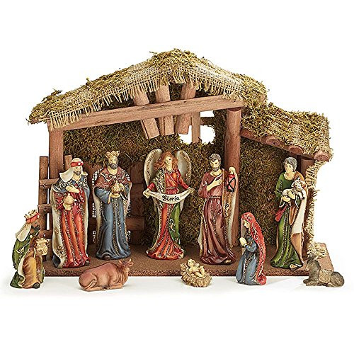 Burton & Burton 11 Piece Resin Glitter Nativity Set