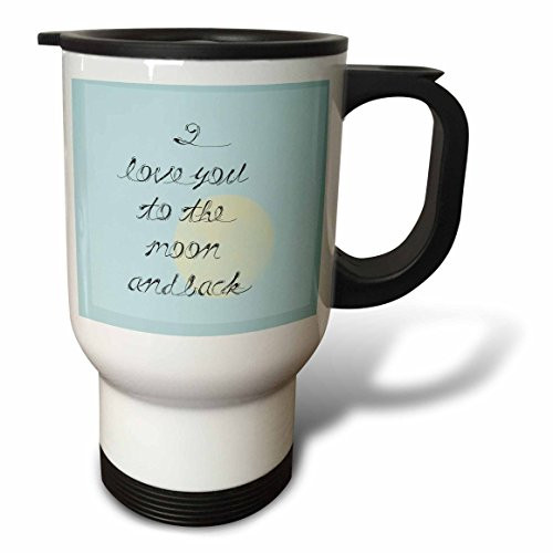 3dRose"I Love You To The Moon and Back" Travel Mug, 14 oz, Multicolor