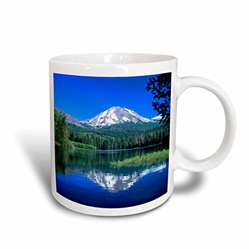 3dRose Mt. Lassen, Manzanita Lake, California, USA Mug, 15 oz, Ceramic