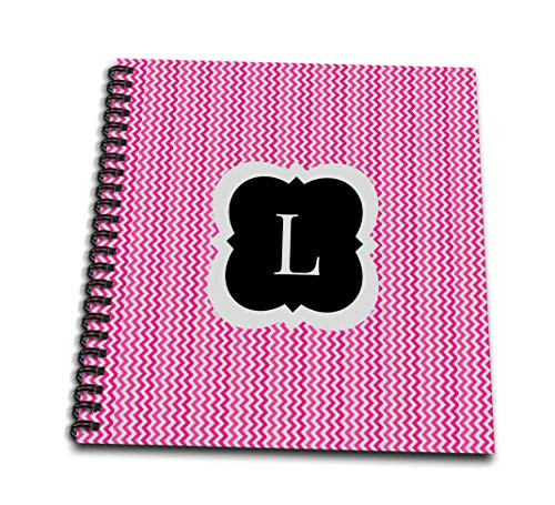 3dRose db_222048_3 Pink and Grey Chevron Monogram Initial L Mini Notepad, 4" x 4"