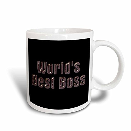 3dRose mug_41821_2"Worlds Best Boss on black background" Ceramic Mug, 15 oz, Multicolor