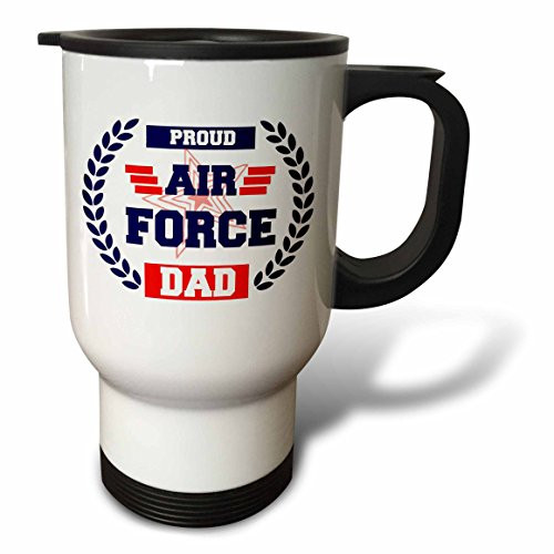 3dRose tm_214612_1 Air Force Dad Travel Mug, 14 oz, White