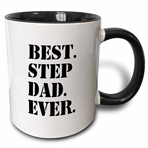3dRose Best Step Dad Ever Mug, 11 oz, Black