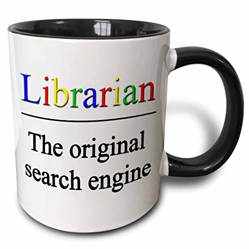 3dRose Librarian The Original Search Engine Mug, 11 oz, Black