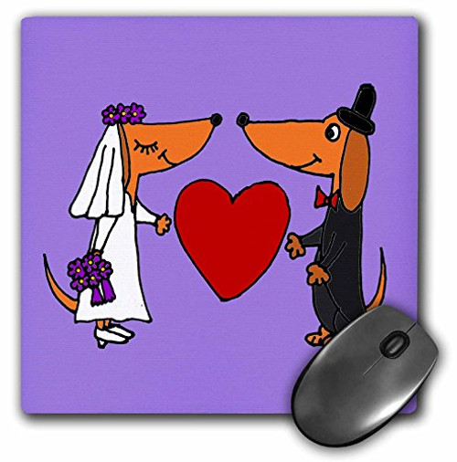 3D Rose"Funny Dachshund Dogs Bride and Groom Wedding Art" Matte Finish Mouse Pad - 8 x 8" - mp_200516_1 3D Rose"Funny Dachshund Dogs Bride and Groom Wedding Art" Matte Finish Mouse Pad - 8 x 8" - mp_200516_1