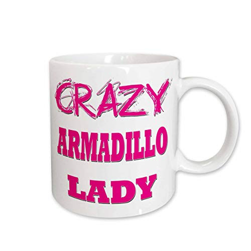 3dRose mug_174928_2 Crazy Armadillo Lady Ceramic Mug, 15 oz, White
