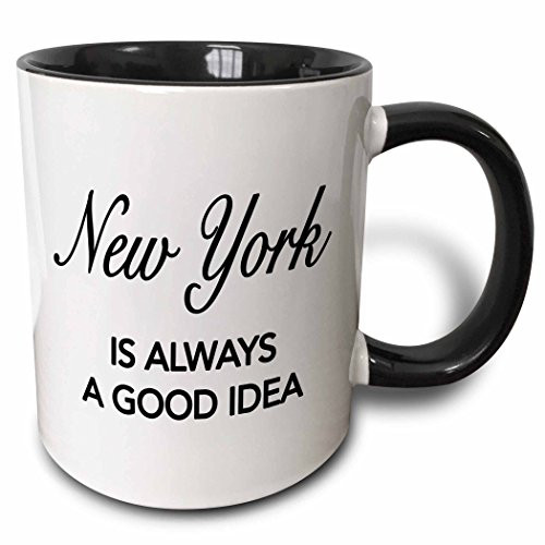 3dRose New York Is Always A Good Idea Two Tone Mug, 11 oz, Black