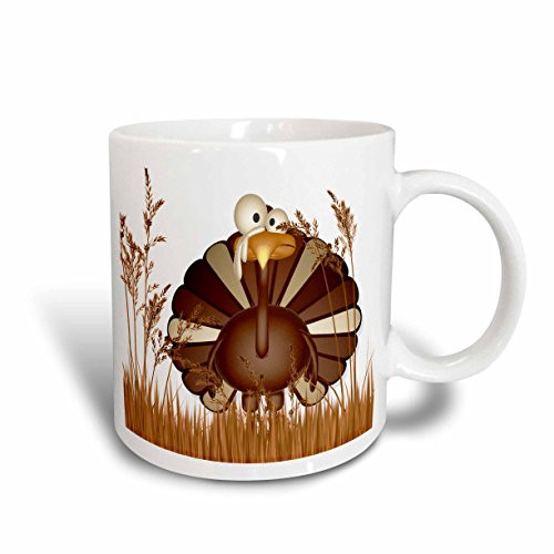 3dRose Funny Turkey In Tall Fall Grasses For Thanksgiving Two Tone Mug, 11 oz, Red